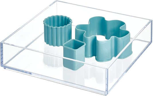 iDesign Clarity Kitchen Drawer Organizer, 8" x 8" x 2", Clear | For Silverware, For Spatulas, For Gadgets, Medium