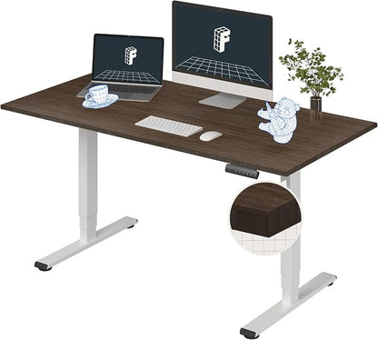 FLEXISPOT E6 Bamboo 3-Stage Dual Motor Electric Standing Desk 60 x 30 Sit Stand Up Desk, Holds 220 lbs, Adjustable Height w/Memory Presets, Solid Walnut Bamboo Desktop & White Frame, Ships in 2 Boxes