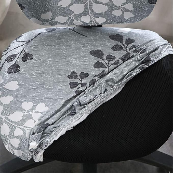 Jinzio Computer Office Chair Cover - Split Protective & Stretchable Cloth Polyester Universal Desk Task Chair Chair Covers Stretch Rotating Chair Slipcover, Silver Grey
