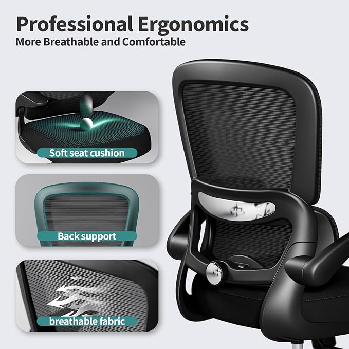 TRALT Office Chair - Ergonomic Desk Chair with Adjustable Lumbar Support, Mesh Computer Chair, Executive Chairs for Home Office Comfortable Lumbar Support Black Pack of 6