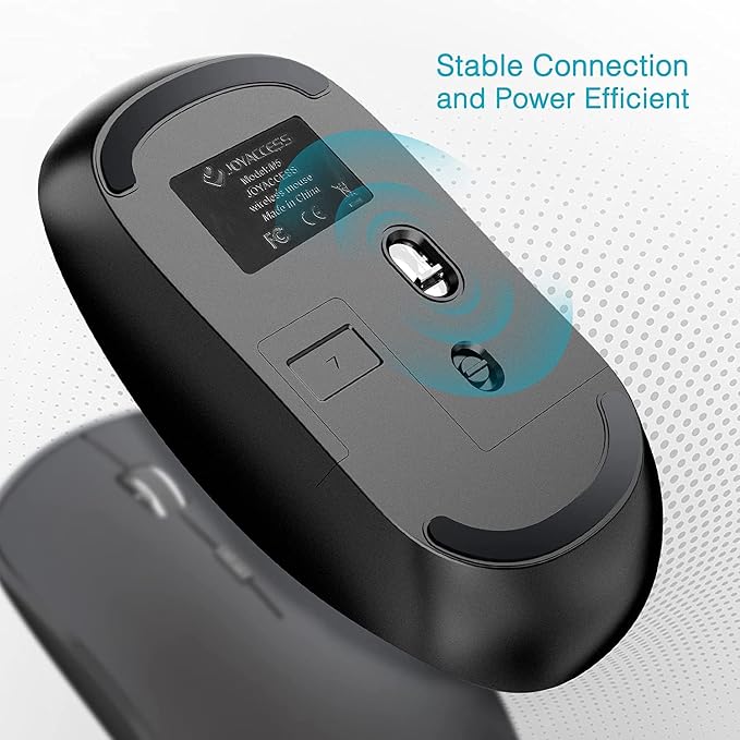 JOYACCESS Rechargeable Wireless Mouse for Laptop, J Silent Portable Cordless Mouse for Laptop with USB Nano Receiver and High Precision 2400 DPI-Black