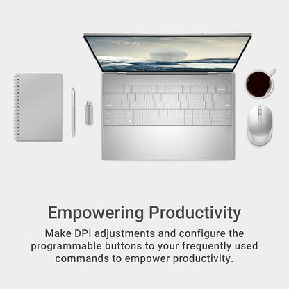 Dell Premier Rechargeable Wireless Mouse - MS7421W - Silver - Wireless, 7 Buttons, Adjustable at 1000, 1600 (default), 2400 and 4000, Six Months of Battery Life