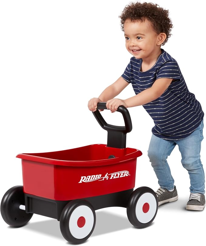 Radio Flyer Push & Pull Walker Wagon, Red, for Kids 1-4 Years Old, Locking Handle for Stability, Baby Push Walker Converts to Pull Wagon, for Indoor & Outdoor Play