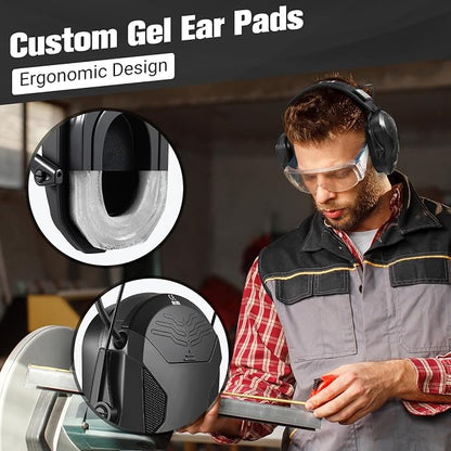 Electronic Shooting Ear Protection w/Gel Pads, 23dB NRR Active Noise Reduction & 3X Amplification Headset for Shooters