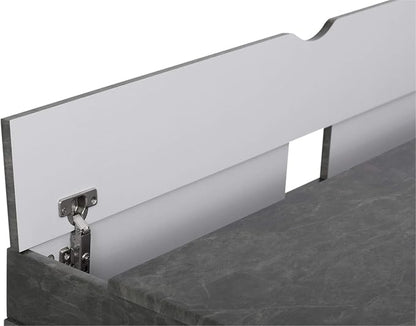 Calico Designs 51252 Alcove Modern Large Split Drawer in White/Cement Gray Desk with Storage