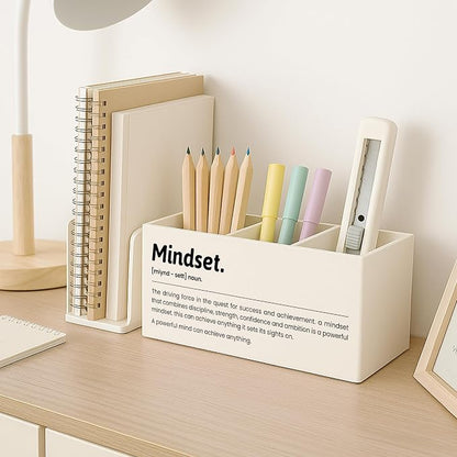 Inspirational Mindset Pen Pencil Holder for Desk, Motivational Gifts for Women Men Coworkers, Office Cubicle Desk Accessories