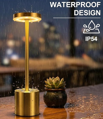 Swinerton Gold Cordless Table Lamp Set, 5000mAh Rechargeable Battery Operated Desk Lamp Wireless Table Light, 3 Color Dimmable Touch Lamp for Restaurant Dining Patio, Home/Apartment Decor