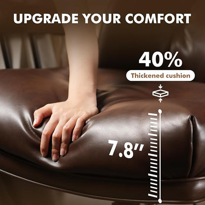 Faux Leather Executive Office Chair - Big and Tall Ergonomic Home Office Chair,Reclining Computer Desk Chair with Lumbar Support,Adjustable Task Chair Swivel Rolling PC Chair with Wheels,PU,Dark Brown