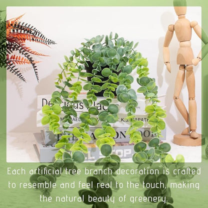 Artificial Hanging Eucalyptus Plant in Pot, 24" Fake Hanging Plants for Home Decor, Faux Hanging Greenery for Shelf Bathroom, Kitchen, Office, Wall, Bedroom, Indoor Decor