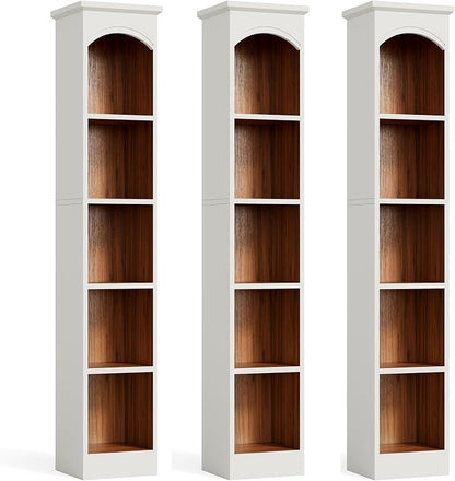 LITTLE TREE 70.9" Tall Bookshelf, 5-Tier Open Bookcase with Cubes, Bookshelves with Storage Space, Freestanding Narrow Bookcase for Home Office, White, 3 Pack