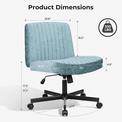Convertible Base Criss Cross Chair with Pocket Springs & Thicker and Wider Cushions, Cross Legged Office Chair Relieves Back Pain, Swivel Vanity Chair for Living Room/Office, Dark Teal