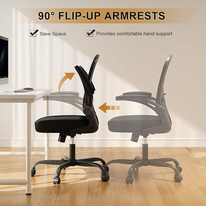 Office Chair, Ergonomic Desk Chairs 330LBS Capacity High Back Mesh Computer Chair with Flip-up Armrests, Comfy Work Chair with Adjustable Lumbar Support (Pack of 2)