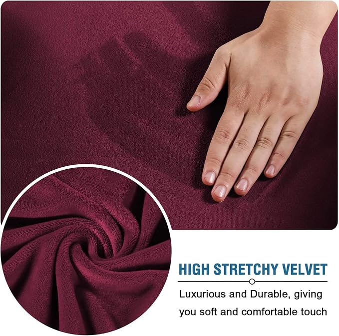 Velvet Plush Office Desk Chair Cover, Wine Red, XL | Wide Large, Cat Proof Stretchable Protector, For Ergonomic Desk Chair with Wheels and Armrests, Comfy Mesh Executive Chair