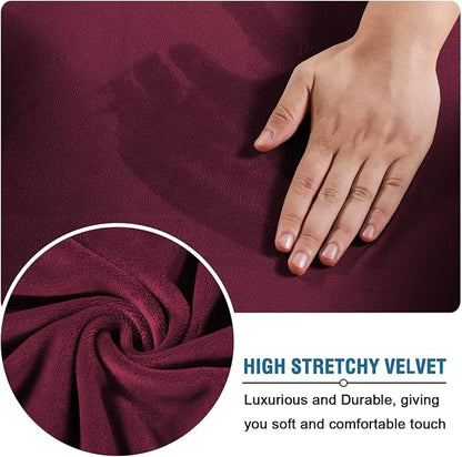 Velvet Plush Office Desk Chair Cover, Wine Red, XL | Wide Large, Cat Proof Stretchable Protector, For Ergonomic Desk Chair with Wheels and Armrests, Comfy Mesh Executive Chair