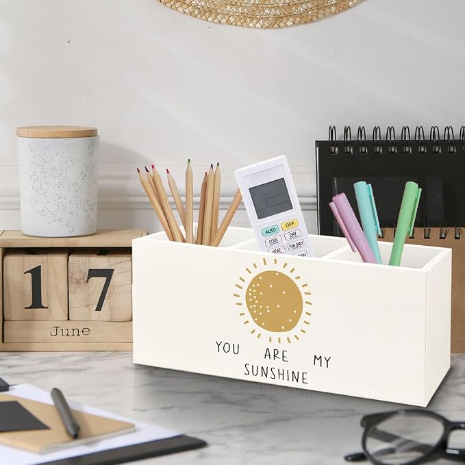 You Are My Sunshine Wooden Pen Pencil Holder for Desk, Boho Sunshine Nursery Wood Makeup Brush Toothbrush Holder Organizer for Toddler Kids Room Bedroom Playroom Nursery Classroom