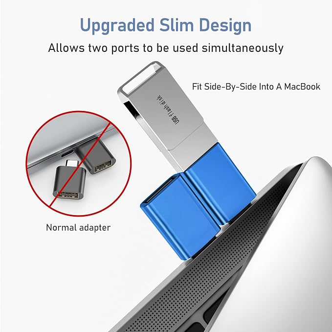 Basesailor USB C to USB Adapter 3Pack,USBC Male to USBA 3.0 Female OTG Adapter,Type C Thunderbolt 5 4 3 Converter for iPhone 17 17e 16 Max,MacBook Pro Air,Mac,iPad,Microsoft Surface,Samsung Galaxy S26