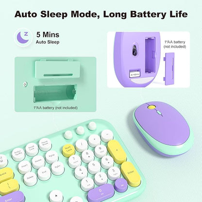 Dilter Wireless Keyboard and Mouse Combo, Typewriter Full Size Keyboard with Number Pad and 2 in 1 USB Connected Mouse Plug Play for Windows 7/8/10, Laptop, Desktop, PC, Computer