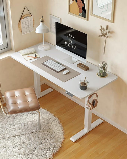 CubiCubi 55 x 28 Large Standing Desk, Height Adjustable Electric Computer Desk, 28" Deep Desktop, Sit Stand up Home Office Workstations with Preset Heights, White