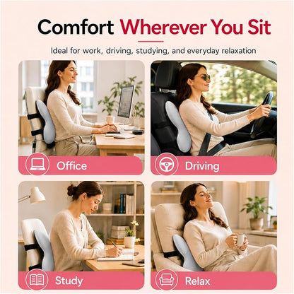 Memory Foam Lumbar Support Pillow,Back Support for Office Chair,Back Pillow for Chair,Ergonomic Lower Back Cushion for Desk Chair,Computer Chair,Gaming Chair and Car Seat,Washable Cover(Gray)