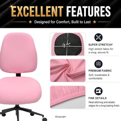 Super Stretchable Separate Office Chair Seat Covers - Universal Spandex Computer Chair Slipcover - 180GSM Washable Rotating Backrest Coverings & Cushion Protectors for Dogs, Cats, Pets