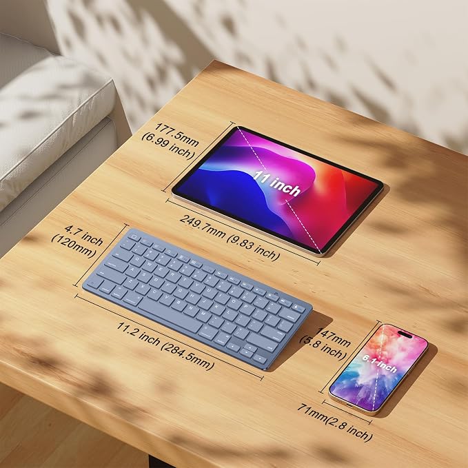 OMOTON Ultra-Slim Bluetooth Keyboard for iPad 11th/10th/9th/8th/7th, iPad Pro/Air/Mini and iPhone Series, Wireless iOS Keyboard with 12 Multimedia Keys for Office, Home, Travel, School, Deep Blue