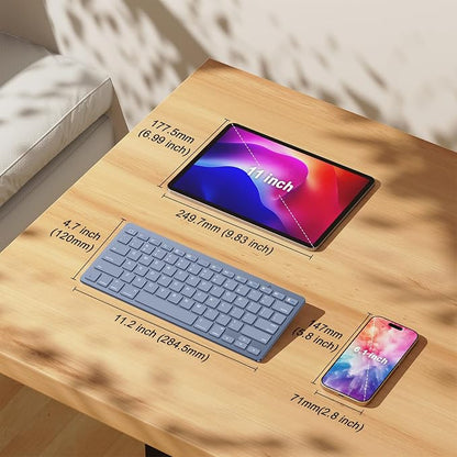 OMOTON Ultra-Slim Bluetooth Keyboard for iPad 11th/10th/9th/8th/7th, iPad Pro/Air/Mini and iPhone Series, Wireless iOS Keyboard with 12 Multimedia Keys for Office, Home, Travel, School, Deep Blue