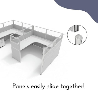 SUNLINE Office Cubicle Kit - Modular Office Furniture Kit with 7 Layout Options, Adjustable Panels and Mobile Storage, Easy-Assembly Desk System for Modern Workspaces - Grey