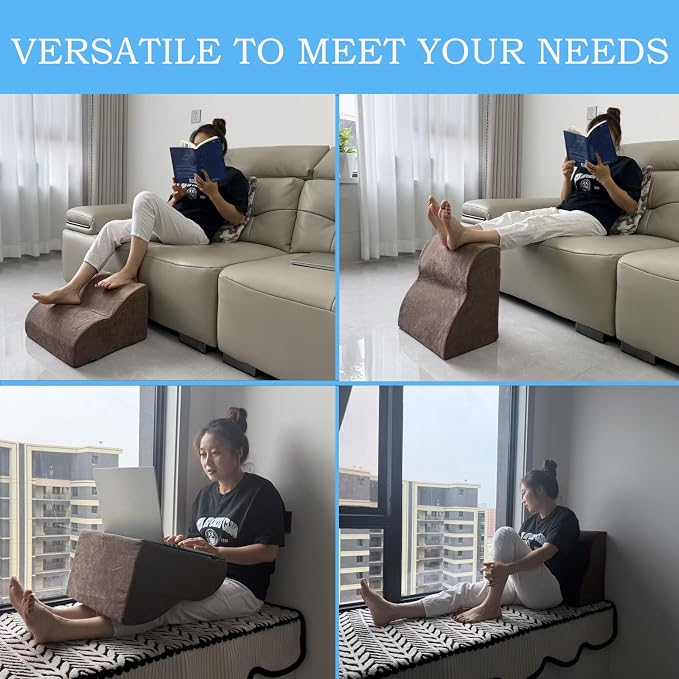 Foot Rest for Under Desk at Work.Multifunctional 3-Tier Foot Stool,with Washable Footrest.for Under Desk,Office Chair Gaming Chair & Sofa,Leg Elevation Pillow,Supports Posture-Brown