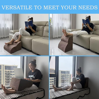 Foot Rest for Under Desk at Work.Multifunctional 3-Tier Foot Stool,with Washable Footrest.for Under Desk,Office Chair Gaming Chair & Sofa,Leg Elevation Pillow,Supports Posture-Brown