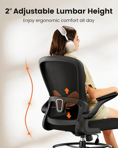 ErGear Drafting Chair, Standing Desk Chair with Flip-Up Armrests, High Desk Chair Adjustable Height, Ergonomic Tall Office Chair with Lumbar Support and Adjustable Footrest Ring,6 Pack