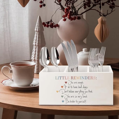 Little Reminders Mental Health Wooden Pen Pencil Holder for Office Desk Accessories, Therapist Gifts, Mental Health Positive Affirmations Makeup Brush Toothbrush Holder Organizer