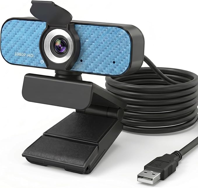 1080P Webcam for PC – Complete Your Setup, Built for Every Need | Plug and Play in Seconds, Crystal Clear Video, Noise-Canceling Mic, Works on Any Platform, Privacy Cover, Clip & 5ft Cable