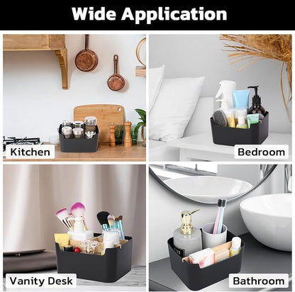 Segarty Black Desktop Organizer, Detachable Bamboo Remote Control Holder, Desk Storage Box Pencil Pen Holder Caddy for Office Home Bedside Nightstand Organization