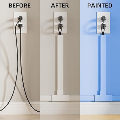Delamu Large 142in Cord Hider for 3-4 Cords, Cord Covers for Wires on Wall, Easier Install Wire Covers for Cords on Wall, Cable Wire Hider, Cable Cover Management Raceway, W1.18 H0.63in, White