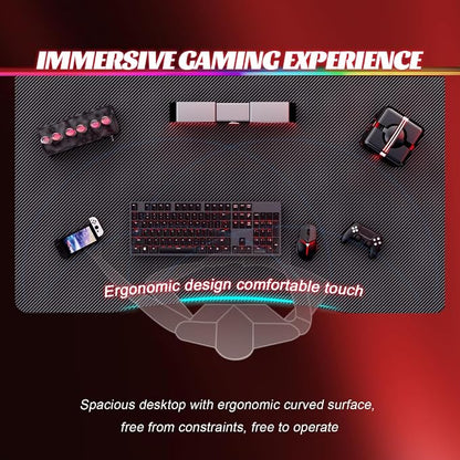 HLDIRECT 40 Inch Gaming Desk, Small Computer Gaming Desk Table with Cable Management, Ergonomic A Shape Modern Carbon Fiber Gamer Table Pc Workstation Home Office Desks for Small Space, Black