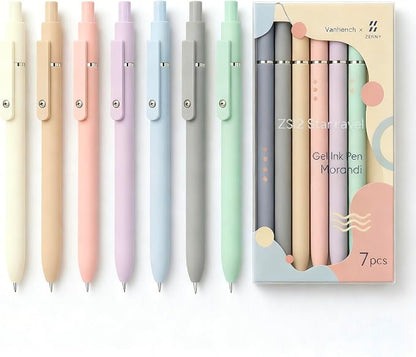 Vanhench 7Pcs 0.5 mm Black Ink Gel Pens Fine Point Smooth Writing Quick Dry Pen for School Note Teacher Journaling Office Desk Nurses Gift, Nice Cute Multifunction Writing Pens with Fidget Stress Ball