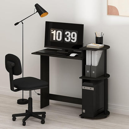 Furinno EFFICIENT Desk, 28.6" Wide Gaming Desk with 3 Open Side Shelves, Laptop Notebook Computer Desk, Office Desk for Home Office, Study Room, Dorm, Bedroom, Solid Black