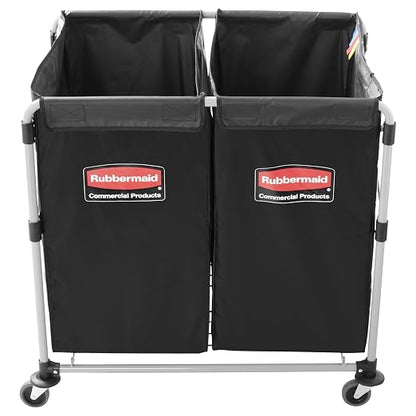 Rubbermaid Commercial Products Collapsible X Cart, Black Multistream, Steel Industrial Laundry/Trash Cart with Wheels for Hotels/Hospitals/Nursing Homes/Offices