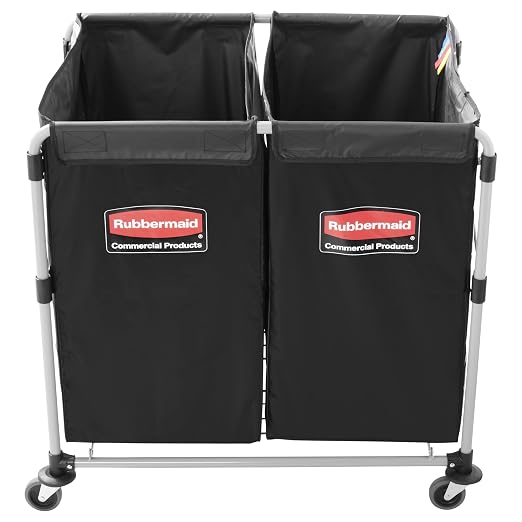 Rubbermaid Commercial Products Collapsible X Cart, Black Multistream, Steel Industrial Laundry/Trash Cart with Wheels for Hotels/Hospitals/Nursing Homes/Offices