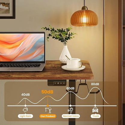 farexon L Shaped Standing Desk Adjustable Height, 63 x 55 Inch Corner Stand up Desk for Home Office with 39x18 in Mouse Pad, Electric Standing Computer Workstation with Headphone Hook, Rustic Brown