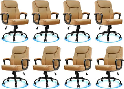 CLATINA Leather Office Executive Chair with Lumbar Support and Padded Armrestes, Swivel Rolling Ergonomic Mid Back Computer Task Desk Chair for Home, Conference, Waiting Room, Brown, 8 Pack