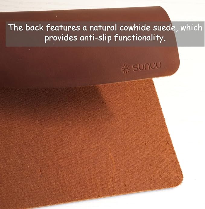 Mouse Pad- Premium Full Grain Genuine Genuine Leather-Handmade with Cowhide Crazy Horse Leather- Suitable for Working from Home or in the Office-Square 9.8x9.8in -Vintage Brown