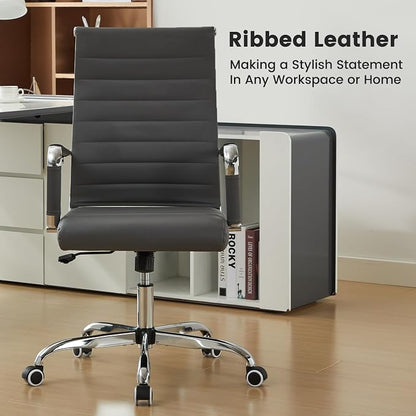 Office Desk Chair Leather, Conference Room Chairs with Wheels, Modern Executive Computer Guest Chairs with Arms.