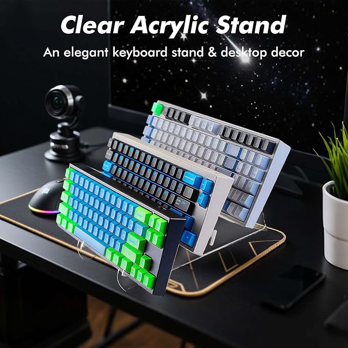 Acrylic Keyboard Display Stand Holder Mechanical Computer Stand Shelf for Desk Transparent Acrylic 3 Tier Keyboards Storage Holder Tray for Computer Tablet Picture Frame