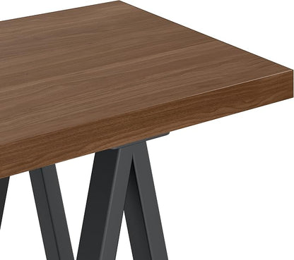 SIMPLIHOME Sawhorse SOLID WOOD and Metal 50 inch Wide Modern Industrial SOLID WALNUT WOOD and Metal Console Sofa Table in Walnut for the Living room Entryway and Bedroom