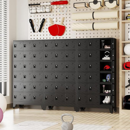 erosoei Metal Lockers for Employees, 18 Doors Metal Storage Locker | with Card Slot and Ventilation Holes, Steel Employee lockers for Home Office School Gym Garage, Requires Installation.