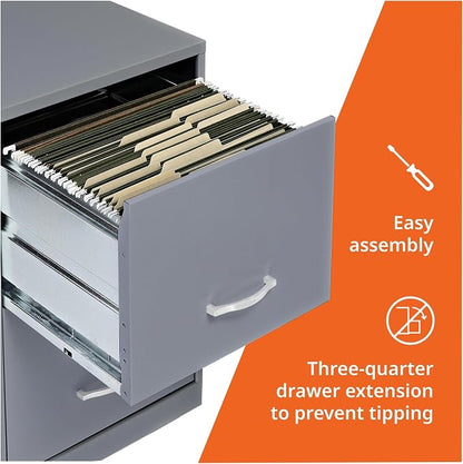 NuSparc 2 Drawer Locking Filing Cabinet | Pre-Assembled Steel Construction | Space-Saving Design is Perfect for Home and Small Office | Letter-Size | Assembled in North America
