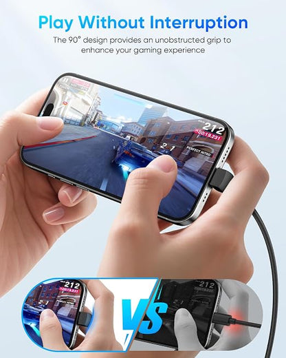 USB C Cable Right Angle - [2Pack 3.3FT] 60W Fast Charging USB C Cable Braided USB Type C Data Cable, 90 Degree C Port Charger Cord for iPhone 17/16/15 Pro Max, Tesla Model Y, MacBook, iPad, Samsung