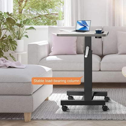 Mobile Standing Desk with Wheels, Elevating Table,Lift desks for Home Office,Rolling Portable Laptop Desk Height Adjustable, Mobile Computer Desk,Small Sit Stand Workstation（Black）