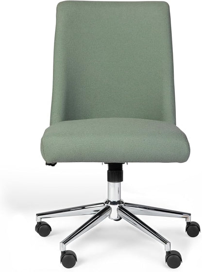Martha Stewart Maeve Swivel Task Chair with Height Adjustable Seat for Home Office in Sage Fabric with Polished Nickel Frame